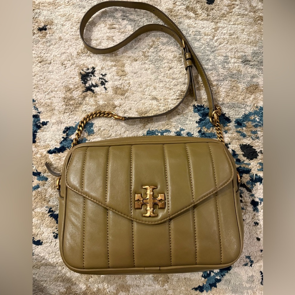 Tory Burch Crossbody Bag leather purse toasted sesame VGUC large